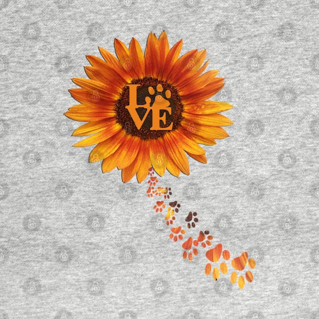 Sunflower Sunshine Love Paw Print Yellow Flower Pet, dog mom and cat mom cute Gifts by tamdevo1